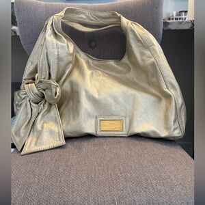 Valentino Garavani Gold Metallic Leather Hobo Bag Y2K Vintage